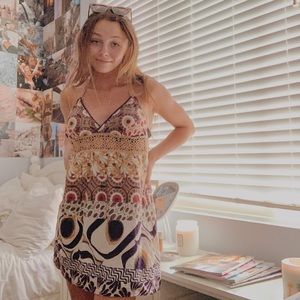 boho print backless halter sundress